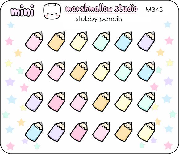 MINI STICKERS - STUBBY PENCILS - M345 - Marshmallow Studio