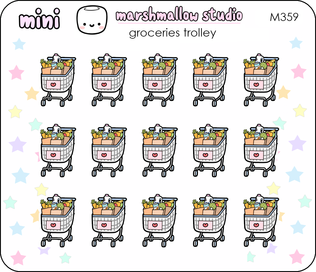 MINI STICKERS - GROCERIES TROLLEY - M359