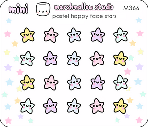 MINI STICKERS - PASTEL HAPPY FACE STARS - M366 - Marshmallow Studio
