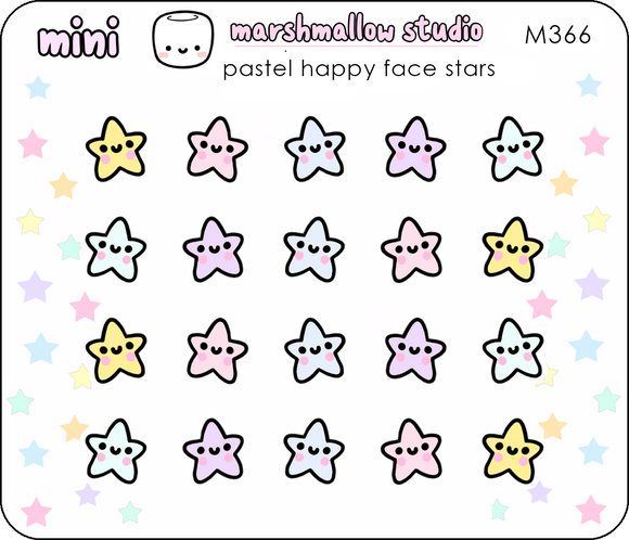 MINI STICKERS - PASTEL HAPPY FACE STARS - M366 - Marshmallow Studio