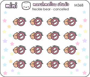 MINI STICKERS - FRECKLE BEAR "CANCELLED" - PLANNER STICKERS - M369 - Marshmallow Studio