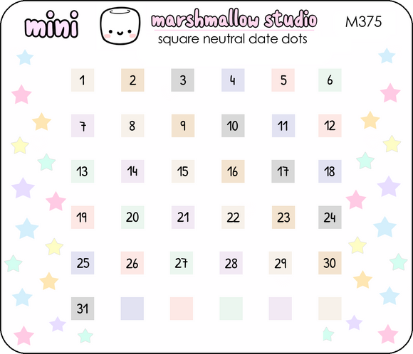 MINI STICKERS - SQUARE DATE DOTS NEUTRAL - M375