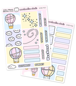 MALLOW PLANNER / HOBO COUSIN - WEEKLY KIT - UP & AWAY - PLANNER STICKERS - S103 (2 pgs) - Marshmallow Studio