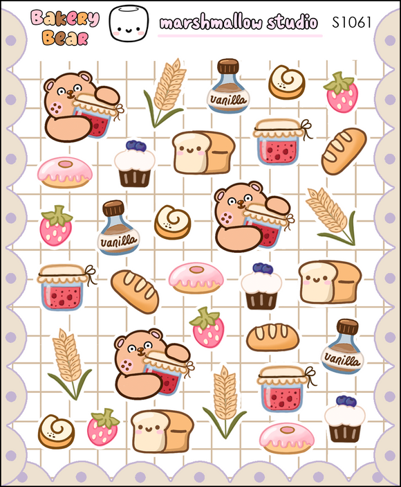 BAKERY BEAR - SAMPLER - PLANNER STICKERS - S1061 - Marshmallow Studio