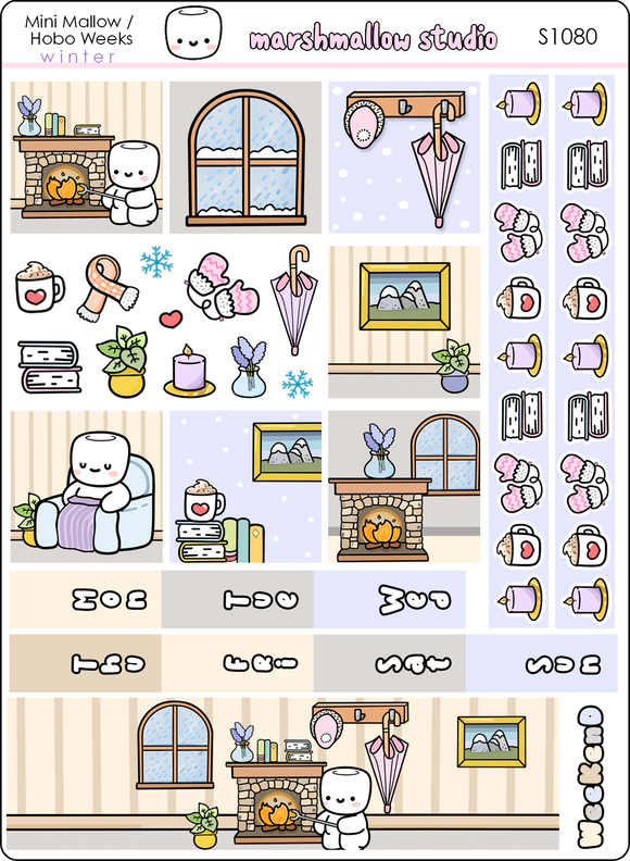 MINI MALLOW / HOBO WEEKS KIT - WINTER 2025 - PLANNER STICKERS - S1080 - Marshmallow Studio