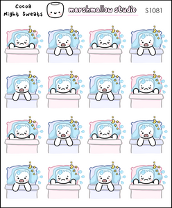 COCOA - NIGHT SWEATS - PLANNER STICKERS - S1081 - Marshmallow Studio