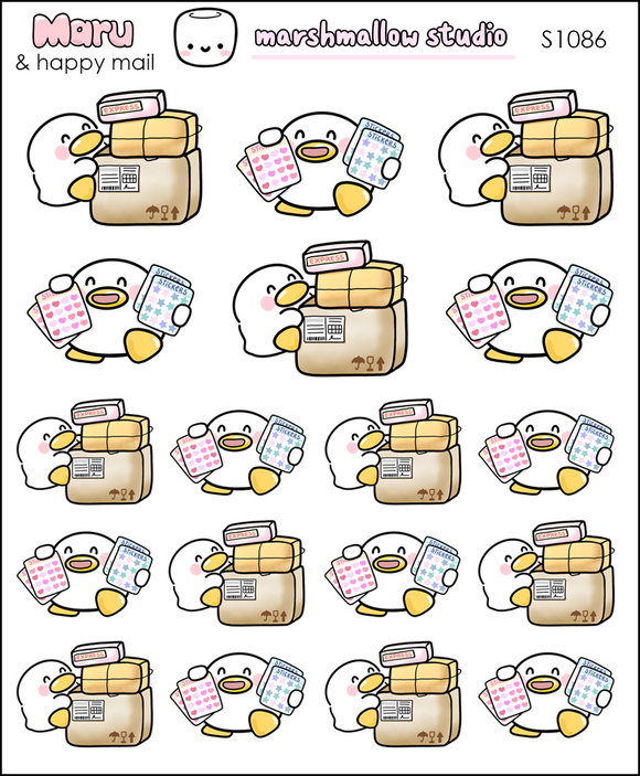 MARU THE FAT DUCK - HAPPY MAIL - PLANNER STICKERS - S1086 - Marshmallow Studio
