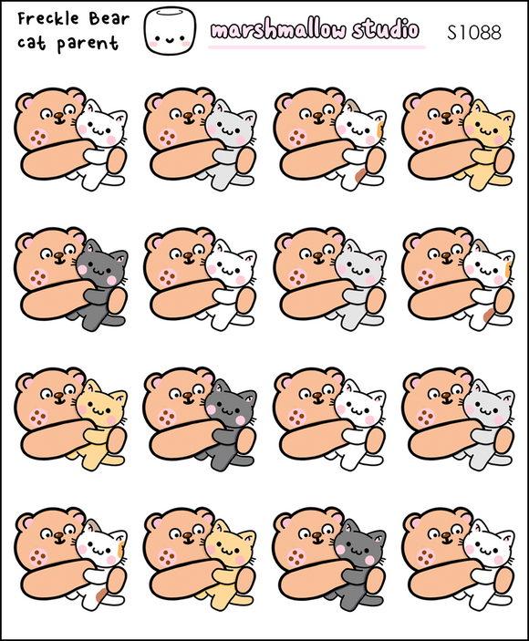 FRECKLE BEAR - CAT PARENT - PLANNER STICKERS - S1088 - Marshmallow Studio