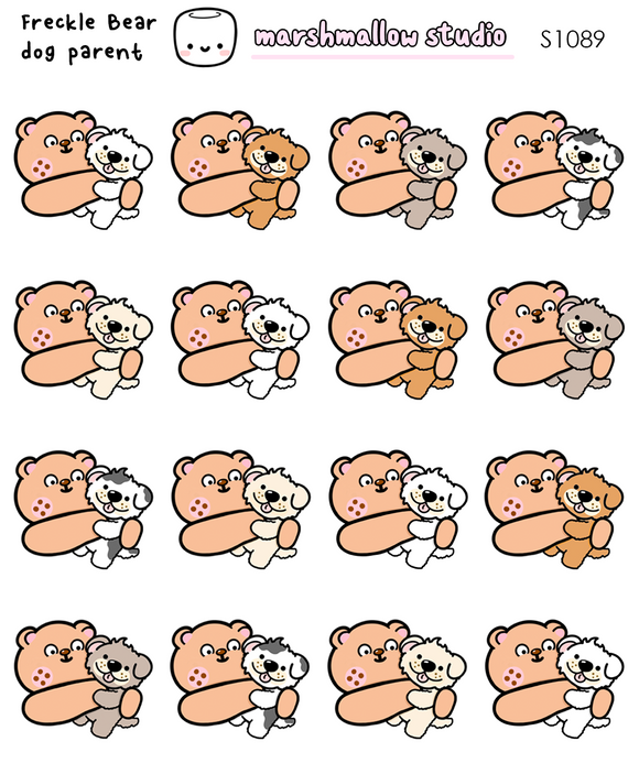 FRECKLE BEAR - DOG PARENT - PLANNER STICKERS - S1089 - Marshmallow Studio