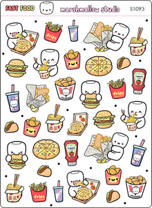 FAST FOOD - SAMPLER - PLANNER STICKERS - S1093 - Marshmallow Studio