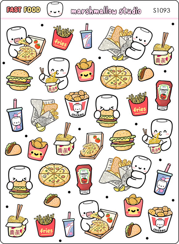 FAST FOOD - SAMPLER - PLANNER STICKERS - S1093 - Marshmallow Studio