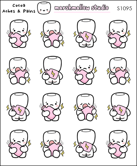 COCOA - ACHES & PAINS - PLANNER STICKERS - S1095 - Marshmallow Studio