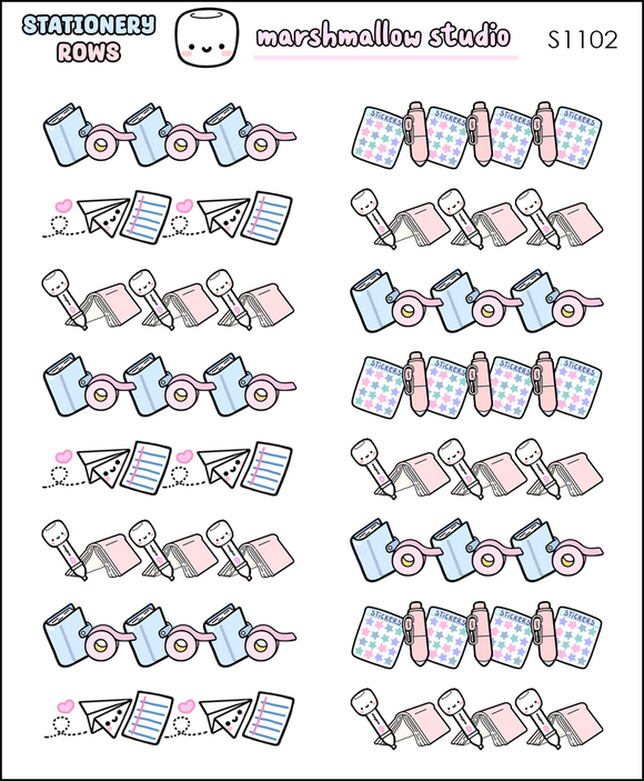 STATIONERY ROWS - PLANNER STICKERS - S1102 - Marshmallow Studio