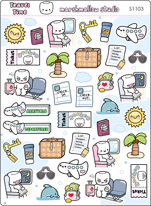 TRAVEL TIME - SAMPLER - PLANNER STICKERS - S1103 - Marshmallow Studio