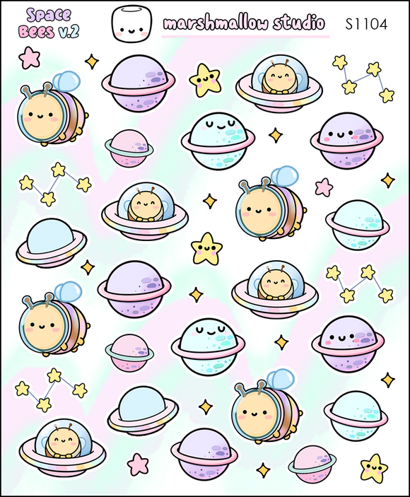SPACE BEES V.2 - PLANNER STICKERS - S1104 - Marshmallow Studio