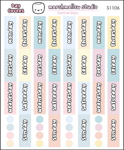 MINI MALLOW / HOBO WEEKS - DAY COVERS (SUMMER DAYS) PLANNER STICKERS - S1106 - Marshmallow Studio