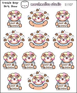 FRECKLE BEAR "SH*T SHOW" - PLANNER STICKERS - S1107 - Marshmallow Studio