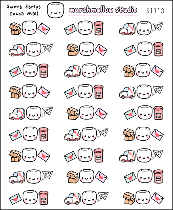 SWEET STRIPS - COCOA MAIL - PLANNER STICKERS - S1110 - Marshmallow Studio