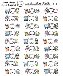 SWEET STRIPS - COCOA SHOPPING - PLANNER STICKERS - S1111 - Marshmallow Studio