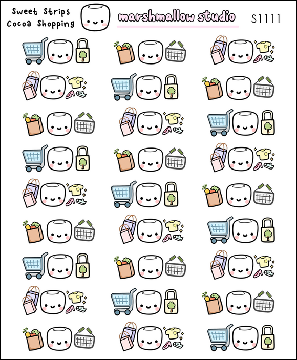 SWEET STRIPS - COCOA SHOPPING - PLANNER STICKERS - S1111 - Marshmallow Studio