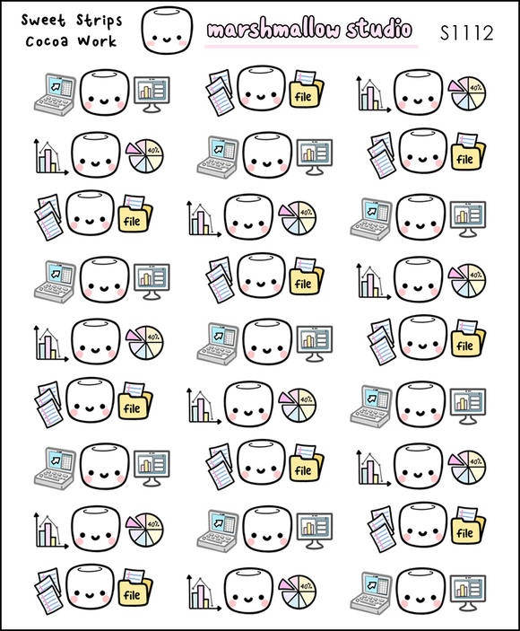 SWEET STRIPS - COCOA WORK - PLANNER STICKERS - S1112 - Marshmallow Studio
