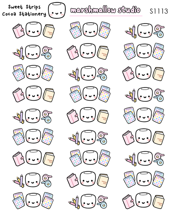 SWEET STRIPS - COCOA STATIONERY - PLANNER STICKERS - S1113 - Marshmallow Studio
