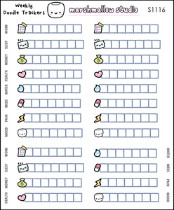 DOODLE TRACKERS - PLANNER STICKERS - S1116 - Marshmallow Studio