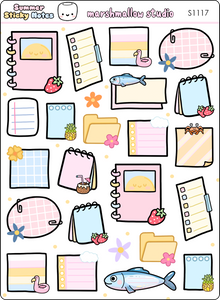 SUMMER STICKY NOTES SET - PLANNER STICKERS - S1117 - Marshmallow Studio