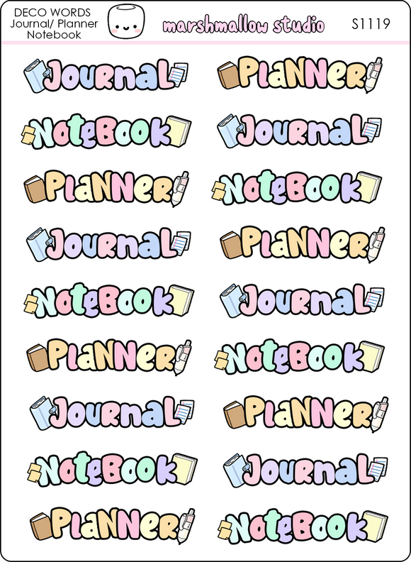 DECO WORDS - JOURNAL / PLANNER / NOTEBOOK - PLANNER STICKERS - S1119 - Marshmallow Studio