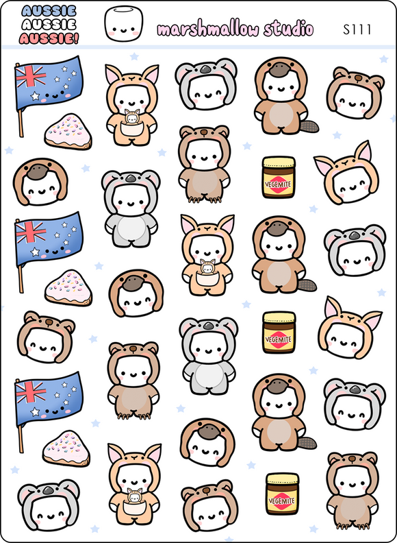 AUSSIE AUSSIE AUSSIE - SAMPLER - PLANNER STICKERS - S111 - Marshmallow Studio