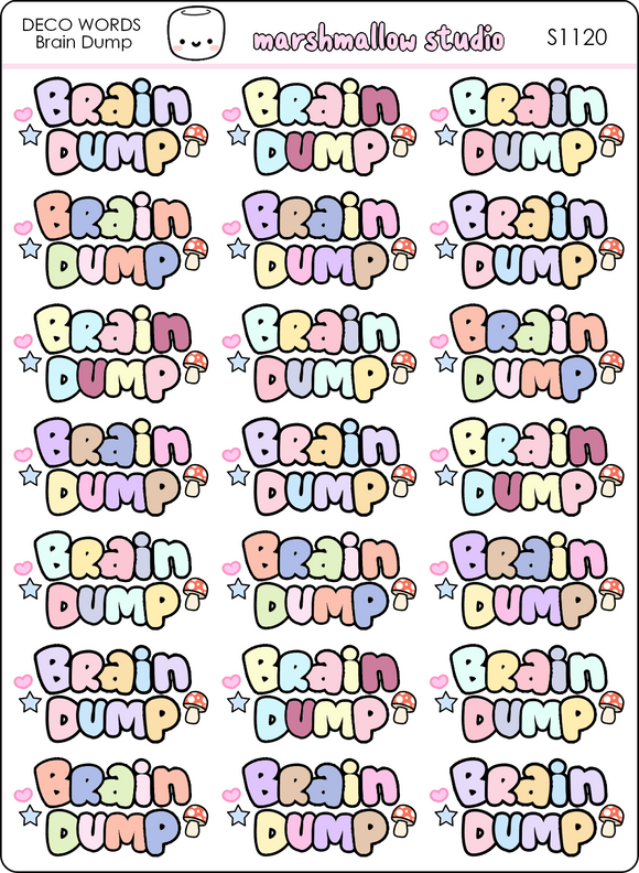 DECO WORDS - BRAIN DUMP - PLANNER STICKERS - S1120 - Marshmallow Studio