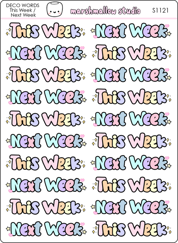 DECO WORDS - THIS WEEK / NEXT WEEK - PLANNER STICKERS - S1121 - Marshmallow Studio
