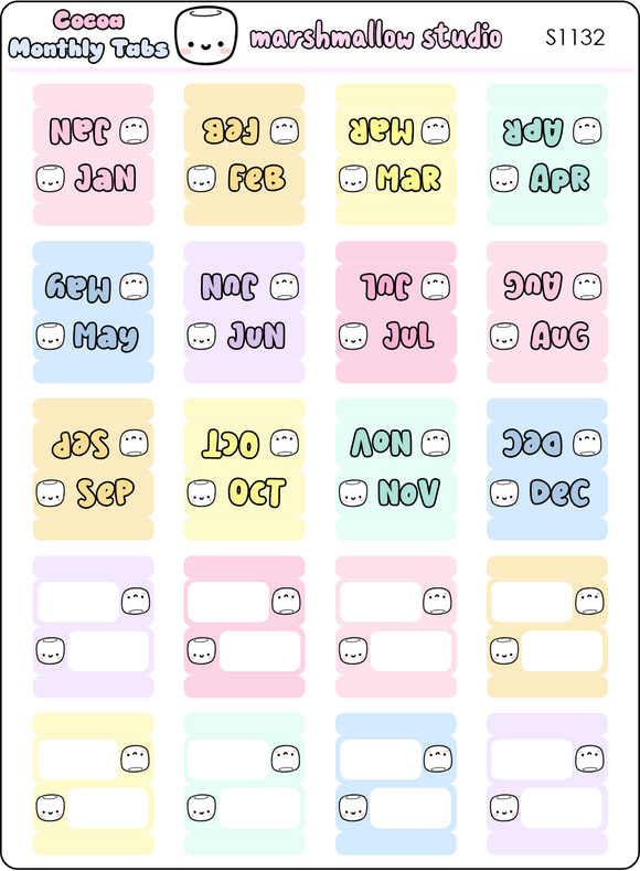 A5 MONTHLY TAB & NUMBER STICKERS  - COCOA - S1132