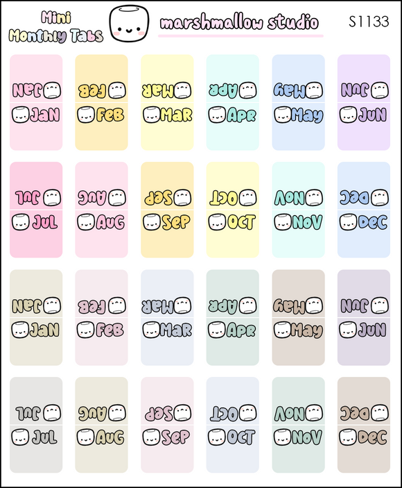 MINI MONTHLY TAB STICKERS - PLANNER STICKERS - S1133