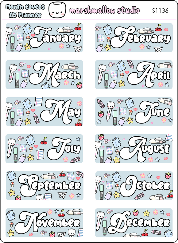 MONTH COVER STICKERS - HOBO COUSIN / A5 PLANNER - S1136