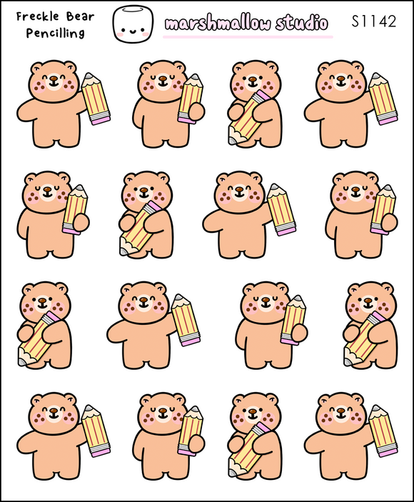 FRECKLE BEAR PENCILLING STICKERS - S1142