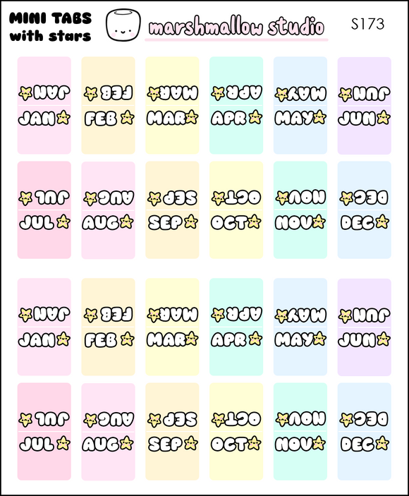 MINI MONTHLY TABS -  PLANNER STICKERS - S173 - Marshmallow Studio