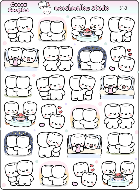 COCOA COUPLES - SAMPLER - PLANNER STICKERS - S18 - Marshmallow Studio