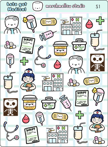 LET'S GET MEDICAL! - SAMPLER - PLANNER STICKERS - S1 - Marshmallow Studio