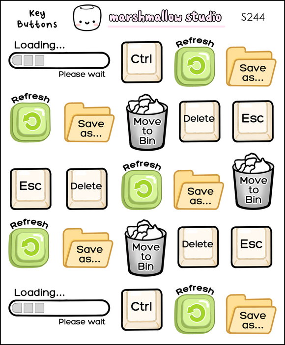 KEY BUTTONS - PLANNER STICKERS - S244 - Marshmallow Studio