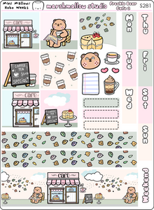 MINI MALLOW / HOBO WEEKS KIT - FRECKLE BEAR CAFE 2 - PLANNER STICKERS  - S281 - Marshmallow Studio