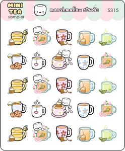 MINI STICKER SAMPLER - TEA - PLANNER STICKERS - S315 - Marshmallow Studio