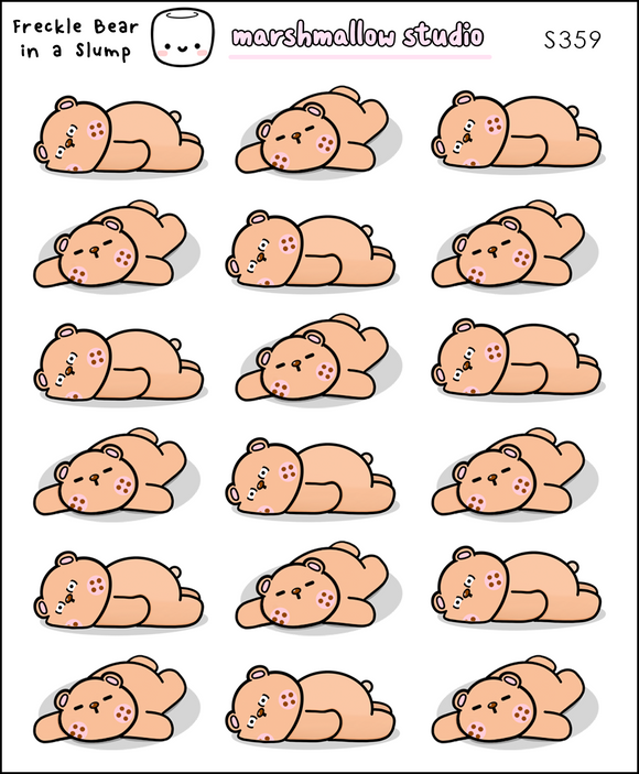 FRECKLE BEAR IN A SLUMP - PLANNER STICKERS - S359 - Marshmallow Studio