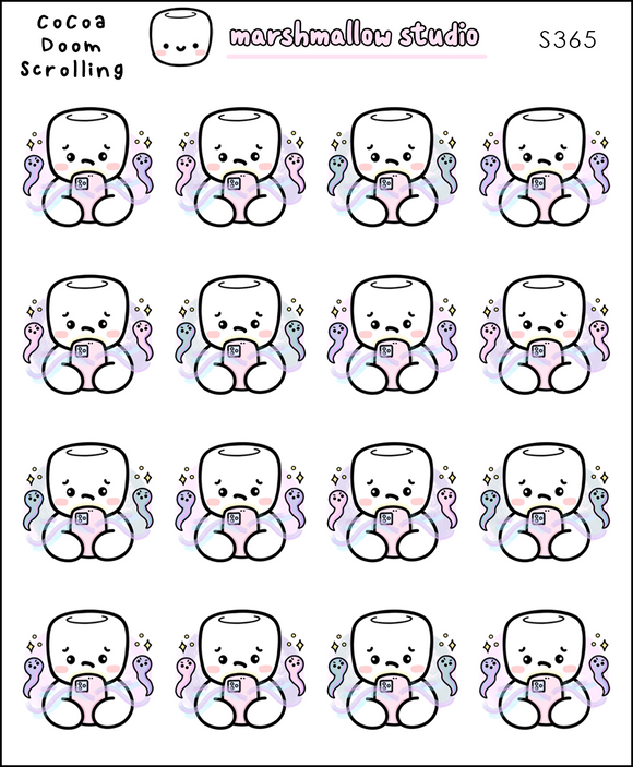 COCOA DOOM SCROLLING - PLANNER STICKERS - S365 - Marshmallow Studio