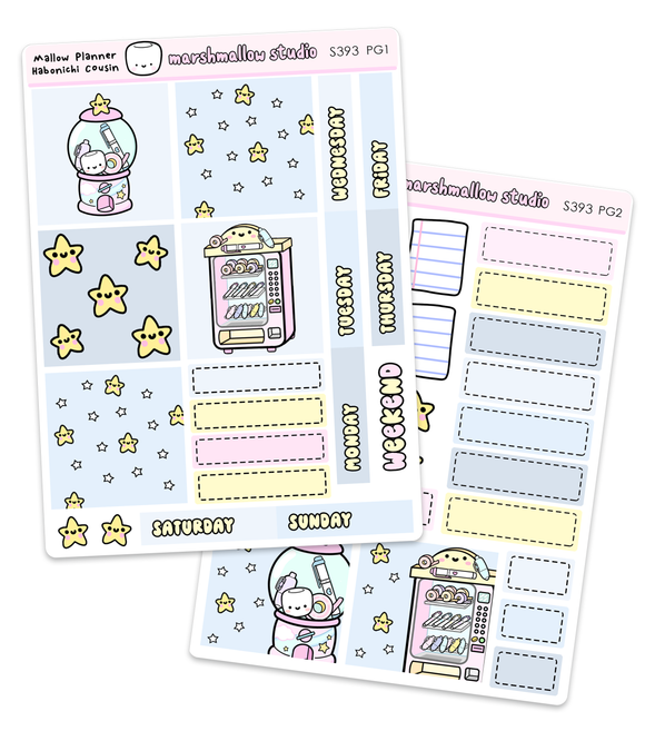 MALLOW PLANNER / HOBO COUSIN - WEEKLY KIT - STATIONERY SURPRISES - PLANNER STICKERS - S393 (2 pgs) - Marshmallow Studio