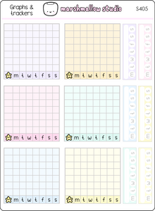 GRAPHS & TRACKERS - PLANNER STICKERS - S405 - Marshmallow Studio