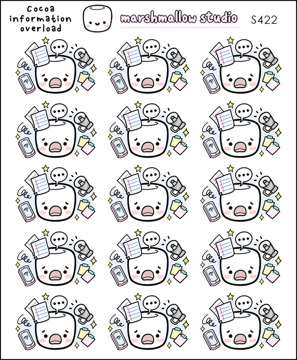 COCOA - INFORMATION OVERLOAD - PLANNER STICKERS - S422 - Marshmallow Studio