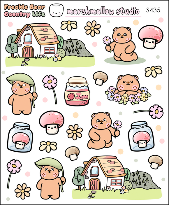 FRECKLE BEAR - COUNTRY LIFE SAMPLER -  PLANNER STICKERS - S435 - Marshmallow Studio