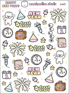 HAPPY NEW YEAR! - SAMPLER - PLANNER STICKERS - S449 - Marshmallow Studio