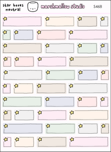 STAR BOXES - NEUTRAL -  PLANNER STICKERS - S468 - Marshmallow Studio